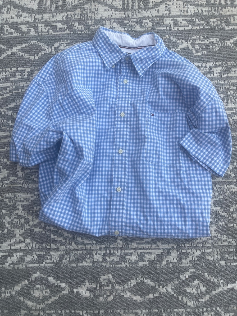 Tommy Hilfiger Boys Blue Gingham Button-Down Shirt